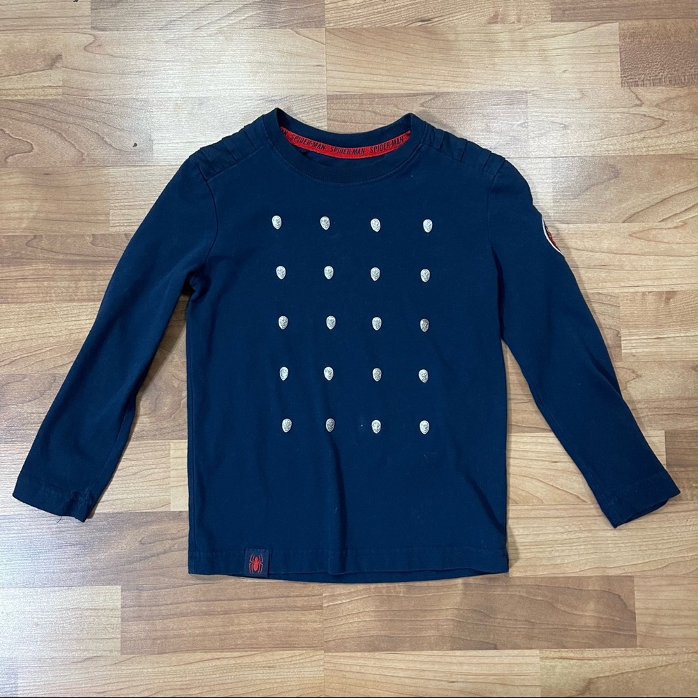 Spider-Man Marvel Long Sleeve Shirt W/ Metal Studs & Patch Youth Kid’s XS 4/5